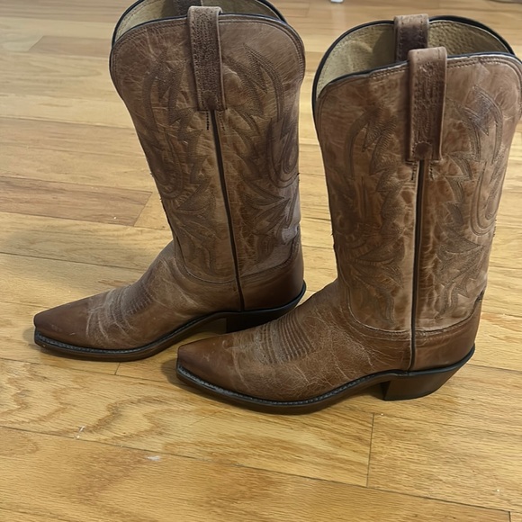 Lucchese Shoes - LUCCHESSE COWBOY LADIES BROWN LEATHER HEELED BOOTS
